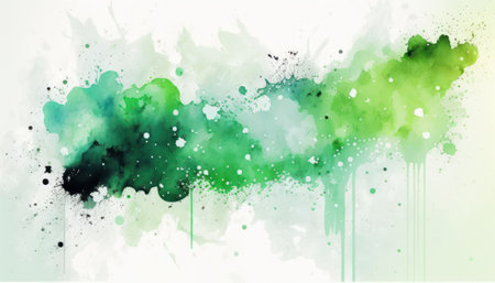 Abstract watercolor background featuring vibrant colors and splashes of paint. The texture is fluid and blends together with brushstrokes, creating an artistic and creative composition. The colors vary in intensity, creating a gradient effect that adds depth to the piece.の素材
