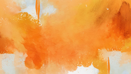 Abstract watercolor background featuring vibrant colors and splashes of paint. The texture is fluid and blends together with brushstrokes, creating an artistic and creative composition. The colors vary in intensity, creating a gradient effect that adds depth to the piece.の素材