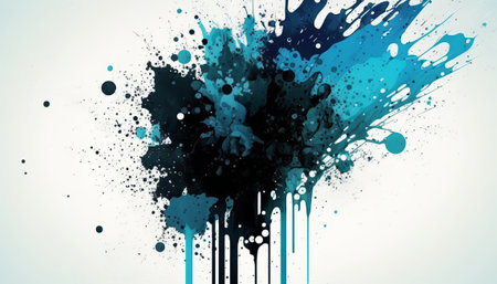 Abstract watercolor background featuring vibrant colors and splashes of paint. The texture is fluid and blends together with brushstrokes, creating an artistic and creative composition. The colors vary in intensity, creating a gradient effect that adds depth to the piece.の素材