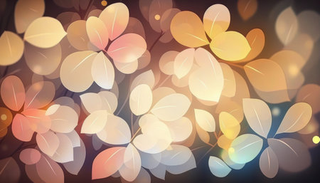 A mix of leaves and flowers, this illustration is perfect for adding a touch of nature to your designs. Whether used as a wallpaper or a decorative element, this closeup of blooming flowers is sure to add a touch of beauty and freshness to any project.の素材