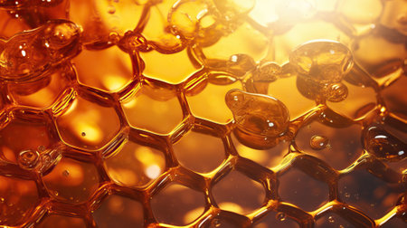 The image features an abstract and fluid background that resembles liquid. The transparency of the liquid adds to its intriguing nature. The macro perspective allows for a detailed view of the surface, highlighting the intricate shapes and patterns formed by the fluid. The backdrop is minimal, making it suitable for various presentation purposes.の素材