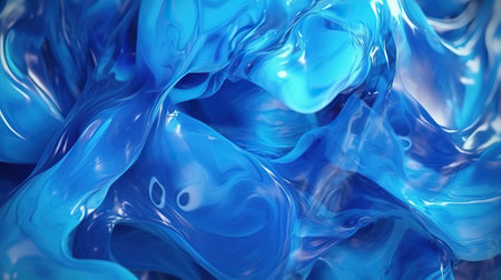 The image features an abstract and fluid background that resembles liquid. The transparency of the liquid adds to its intriguing nature. The macro perspective allows for a detailed view of the surface, highlighting the intricate shapes and patterns formed by the fluid. The backdrop is minimal, making it suitable for various presentation purposes.の素材
