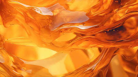 The image features an abstract and fluid background that resembles liquid. The transparency of the liquid adds to its intriguing nature. The macro perspective allows for a detailed view of the surface, highlighting the intricate shapes and patterns formed by the fluid. The backdrop is minimal, making it suitable for various presentation purposes.の素材