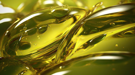 The image features an abstract and fluid background that resembles liquid. The transparency of the liquid adds to its intriguing nature. The macro perspective allows for a detailed view of the surface, highlighting the intricate shapes and patterns formed by the fluid. The backdrop is minimal, making it suitable for various presentation purposes.の素材