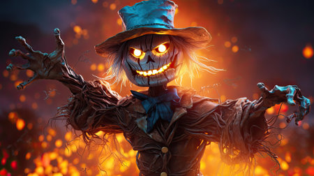 A spooky Halloween-themed background featuring a dark and eerie night with elements like pumpkins, ghosts, witches, and more. This creepy and mysterious design is perfect for celebrating the Halloween holiday, with a hint of horror and a touch of magic.の素材
