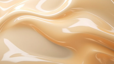 The image depicts a fluid composition resembling liquid alabaster with soft swirls and creamy waves that intertwine elegantly. It creates a sense of serenity and luxury with its velvety texture and warm golden tones, suitable for modern and sophisticated designs.の素材