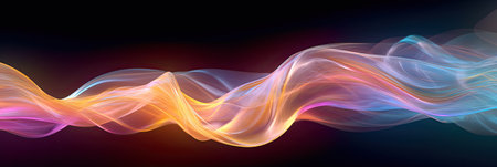 Colorful Wave of Smoke on Black Backgroundの素材