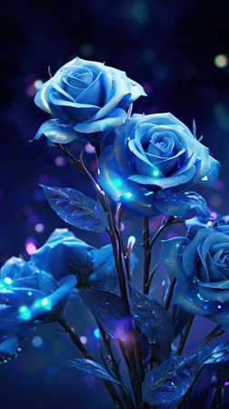 Blue Roses Arranged in a Vaseの素材