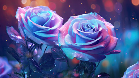 Three Blue Roses With Water Dropletsの素材