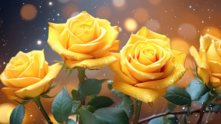 A Bunch of Yellow Roses on a Tableの素材