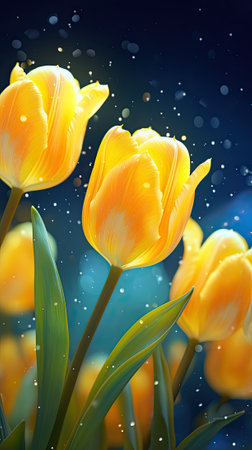 Yellow Tulips With Water Dropsの素材