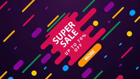Sale banner template design, big sale special offer. Purple template with abstract shapesのイラスト素材