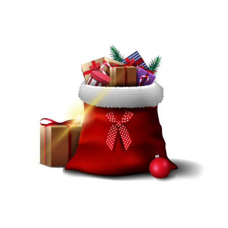 Santa Claus bag with presents isolated on white backgroundのイラスト素材