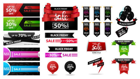 Black Friday sale, large set of discount banners for your creativity isolated on a white background.のイラスト素材