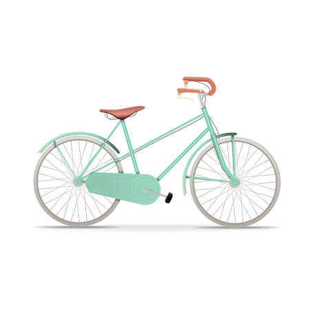 Vintage realistic blue Bicycle isolated on white backgroundのイラスト素材