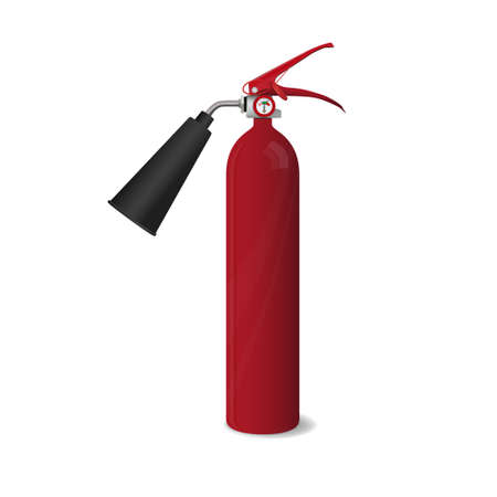 Red Tall Fire Extinguisher in Realistic Style Isolated on White Backgroundのイラスト素材