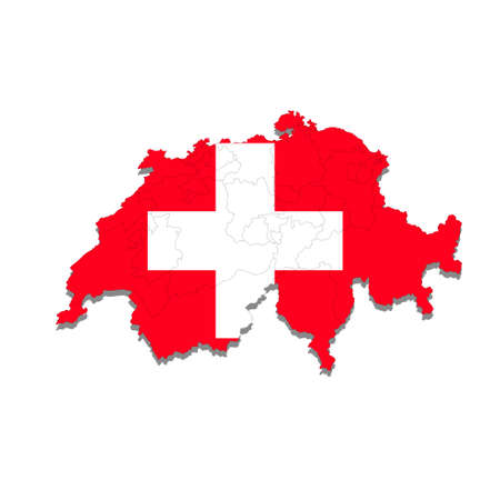 Map of Switzerland with borders cities of the country. Vector illustrationのイラスト素材