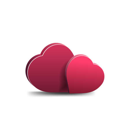 Two voluminous hearts isolated on a white background for your creativityのイラスト素材