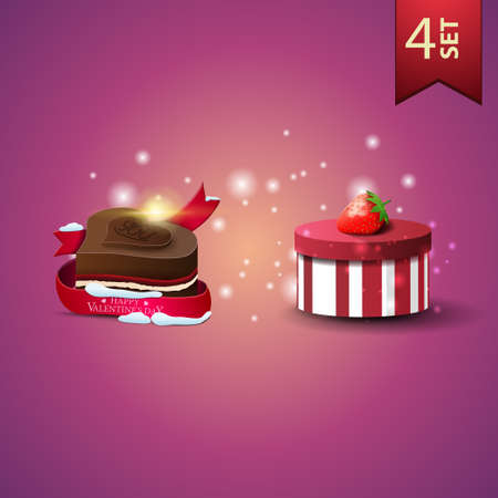 Collection of realistic Valentines Day icons. Box of chocolates and candyのイラスト素材