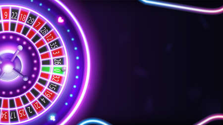 Background with pink neon casino roulette and copy space for your artsのイラスト素材