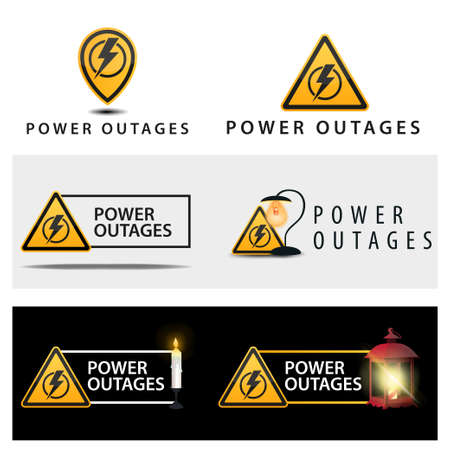 A set of warning signs about a power outageのイラスト素材