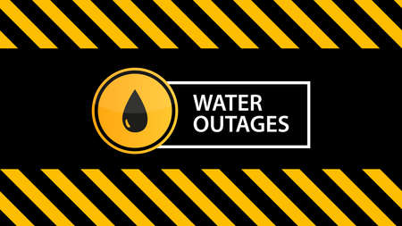 Water outages, a warning sign on the warning black yellow textureのイラスト素材