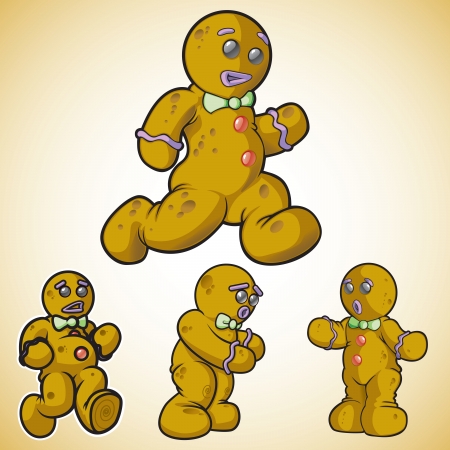 Gingerbread man in different poses 
のイラスト素材