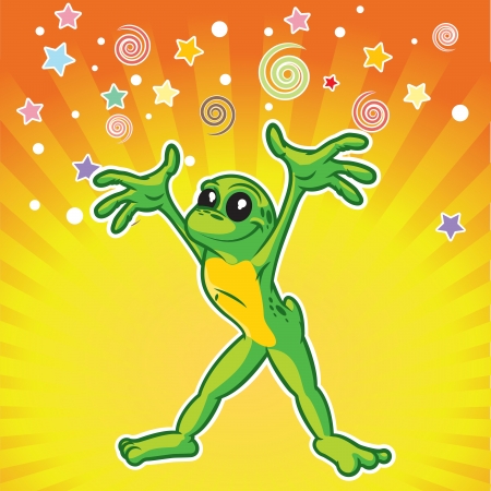 Cartoon frog yelling surprise  のイラスト素材