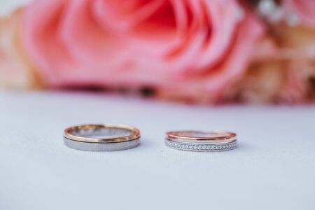 Wedding rings close upの写真素材