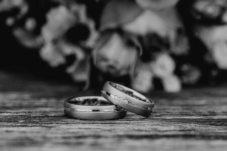 Wedding rings close upの写真素材