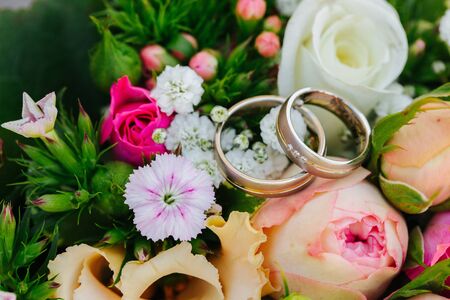 Wedding rings close upの写真素材