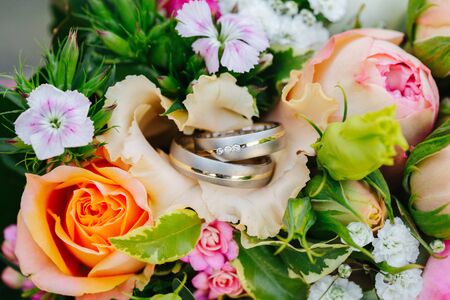 Wedding rings close upの写真素材