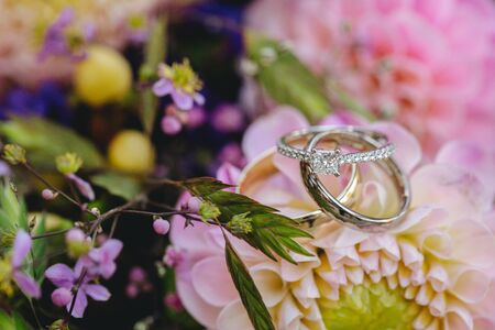 Wedding rings close upの写真素材