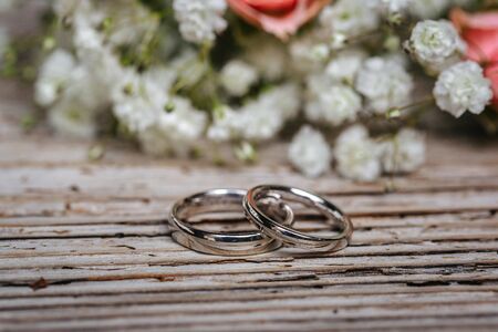 Wedding rings close upの写真素材