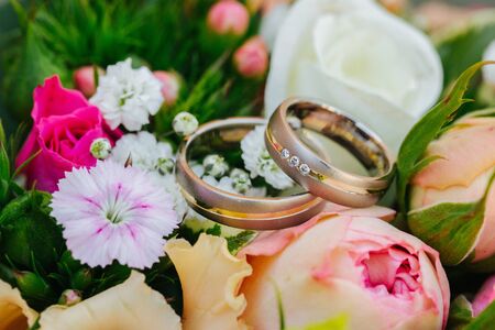 Wedding rings close upの写真素材