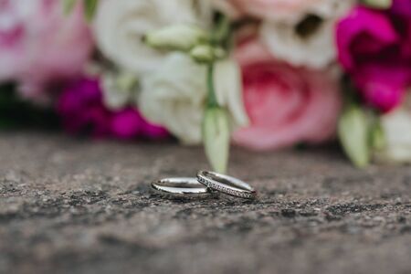 Wedding rings close upの写真素材