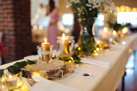 Table decoration at a weddingの写真素材
