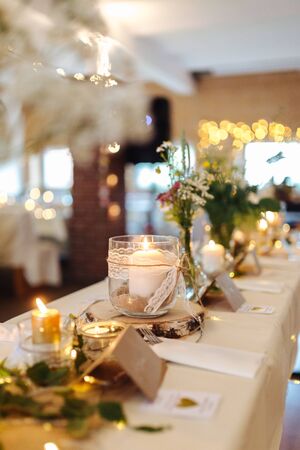 Table decoration at a wedding