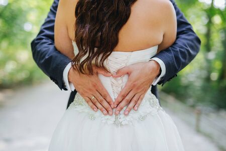 Bride and groom standing together