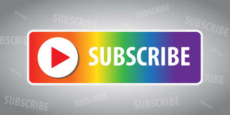 SUBSCRIBE - button with shadow.  LGBT color. Vector illustration.