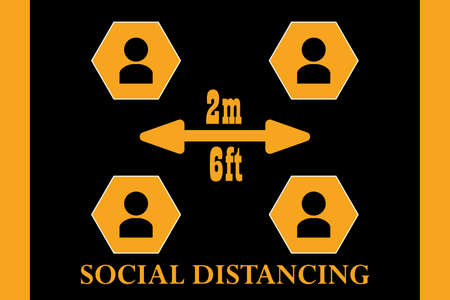 Social distancing icon. Keep the 2 meter (6 ft) distance. Protection against the spread of coronavirus (covid - 19). Preventive measures. Steps to protect yourself.のイラスト素材