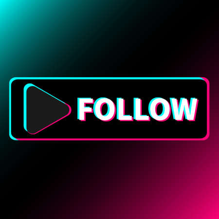 New button design. Button to follow. Blog in the colors of a popular social network. User interface, ui. Social media concept.のイラスト素材