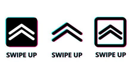 Swipe up. Set of buttons for social media. Arrows and buttons for advertising and marketing in social media application. Text swipe up. Vector illustration.のイラスト素材
