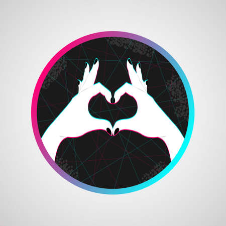 Vector illustration hands make heart sign. Valentine day concept. Icon in the style of a popular social network. Icon for social media. EPS10のイラスト素材