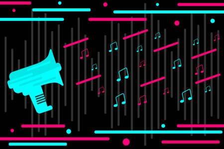Abstract background. Vector illustration. Background in the style of social media. Megaphone and...