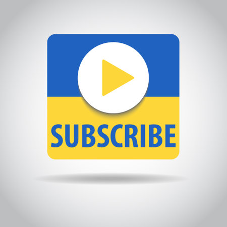 SUBSCRIBE - button color with shadow. Icon in the style of the flag of Ukraine. stop war. vector illustration.のイラスト素材
