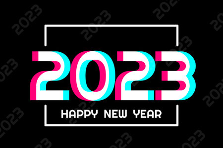 Creative concept of 2023 Happy New Year poster in social media style. Design template with...