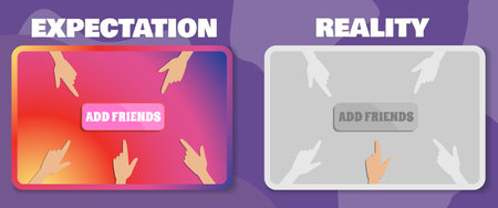 Expectation versus reality. When you're expecting a lot of friends. Vector illustration. EPS10