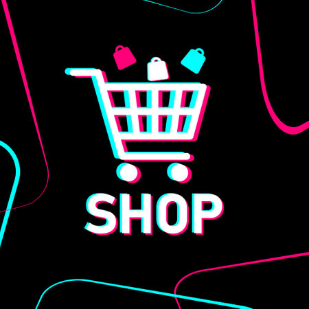 E-commerce shopping and selling app. Shopping, sale of goods from the Internet. Promotion of goods and services. Popular social media logo. EPS10のイラスト素材