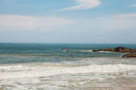 Beautiful waves by the shore of the islandの写真素材